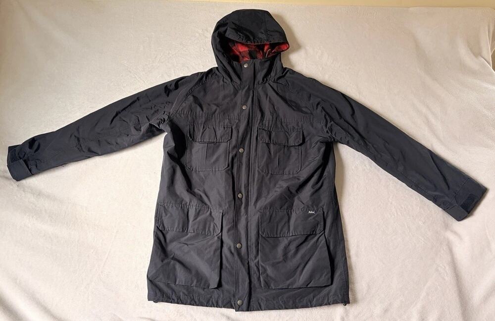 Woolrich Navy Jacket Size L Buffalo Plaid Wool Lined Parka
